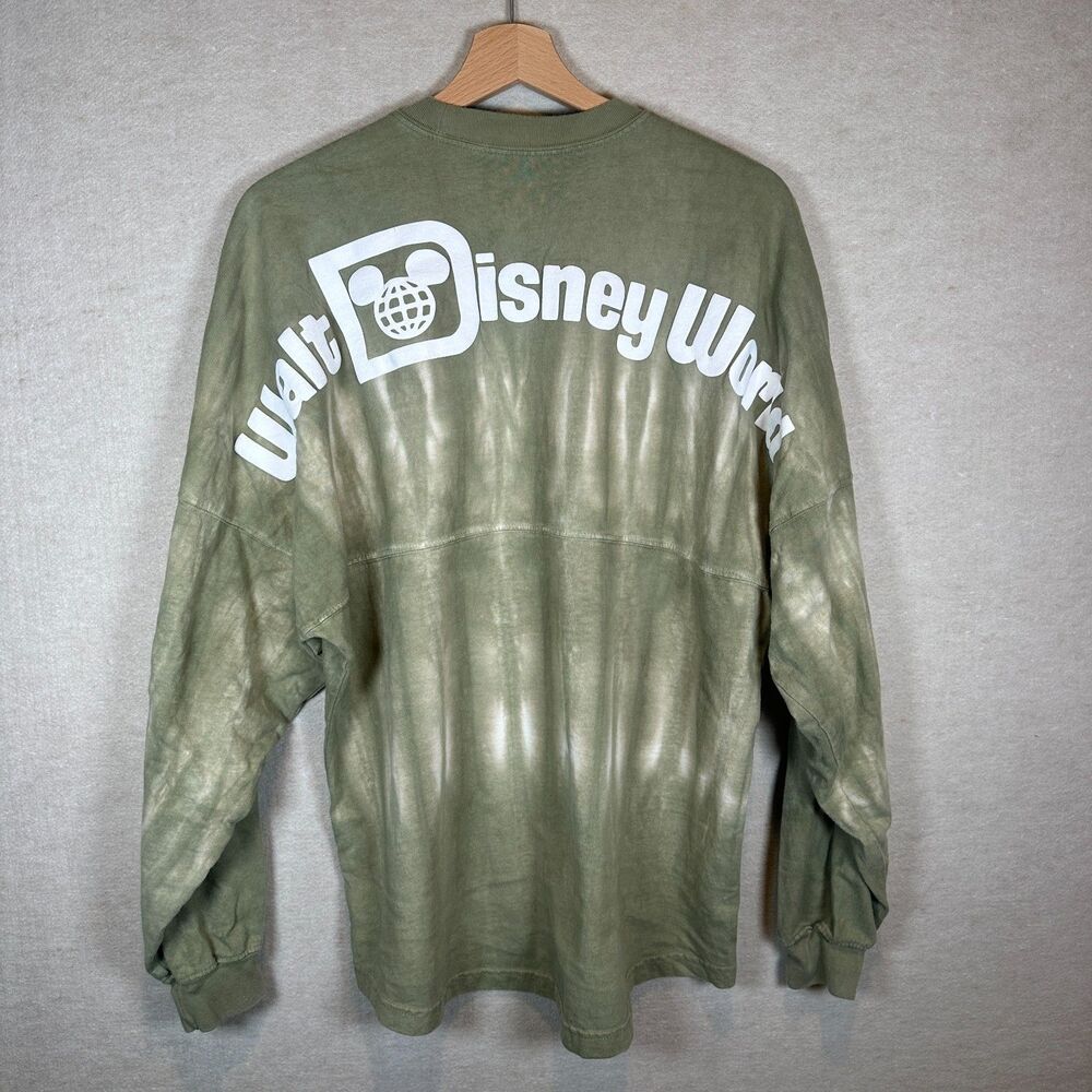 Disney World Spirit Jersey M Olive Green Tie Dye Long Sleeve Est 1971